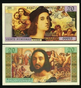 Kamberra, 20 Numismas, 2020, UNC - Raphael, Gedenkmünze 500 Todesjahre F - Bild 1 von 1