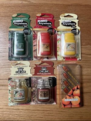 Lot Of 6 Yankee Candle Almost Anywhere, Car Jar, & Car Vent Stick Clips  - Image 1 of 2