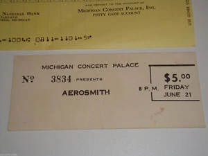 AEROSMITH 1974 TICKET DETROIT MICHIGAN CONCERT PALACE Cactus Elephant's Memory - Bild 1 von 12