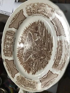 Alfred Meakin Fair Winds Historical Scenes Brown Transferware 14 3/4" Platter - Picture 1 of 3