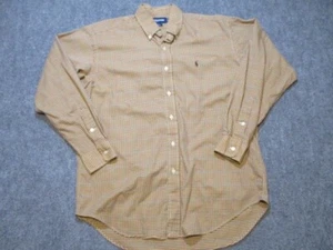 Vintage Ralph Lauren Golf Hemd Herren mittelbraun Gingham Tilden Knopfleiste - Bild 1 von 12