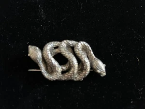 SPILLA SERPENTE DOPPIO TONO ARGENTO VINTAGE 2,5" X 1,5" - Foto 1 di 3
