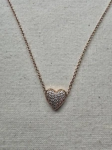 Rose Gold Heart Necklace, Crystal Pave Jewelry, Origami Owl New, Retired - Picture 1 of 3