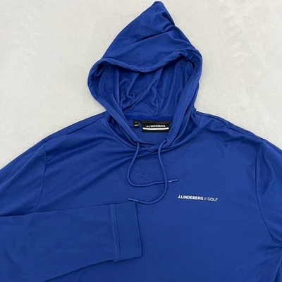 J Lindeberg 高尔夫帽衫罗兰帽男式中号蓝色套衫运动衫休闲 — 第 1/4 张图片