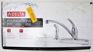 Delta Foundations Single Handle Kitchen Faucet Side Spray Chrome 10901LF #902 - Picture 1 of 5