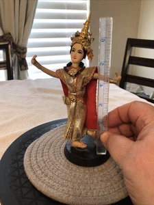 Vintage Siam Thai Dancer Doll Traditional Costume Sequin Handmade Figure - (GO) - Picture 1 of 14