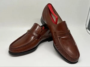 Florsheim Loafers Brown Leather Round Apron Pinch Toe Slip On Shoes Size 10 E - Picture 1 of 15