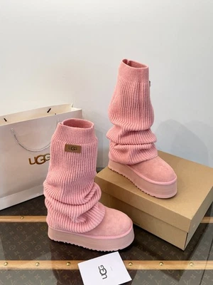 2025 NEW Women UGG Classic Mini Knit Platform Tall Boot “Pink” Boots - Image 1 of 4