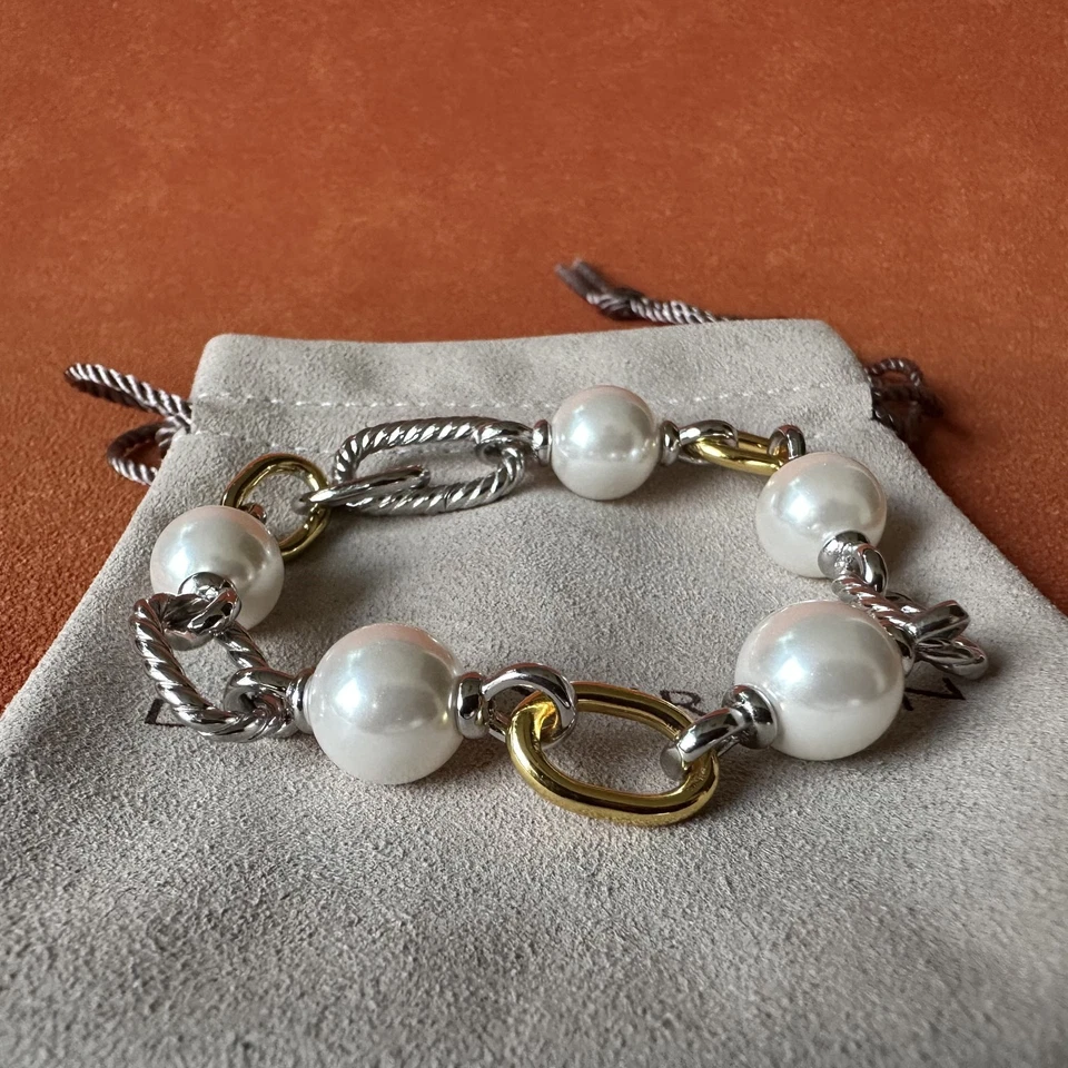 Brazalete David Yurman Madison Plata de Ley 925 y Oro 18K con Perlas 7.5" Foto 1 de 4