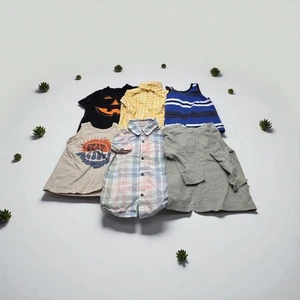 Lote de 6 piezas de ropa para niños pequeños Halloween a cuadros camiseta sin mangas paquete usado - Imagen 1 de 24