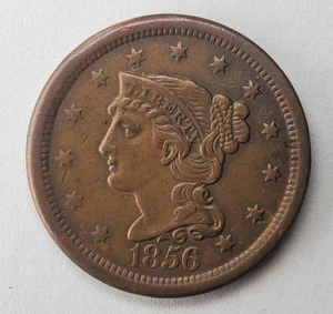 CENTAVO GRANDE 1856 INCLINADO 5 PELO TRENZADO, BONITO COLOR EN MUY BUEN ESTADO - Imagen 1 de 13