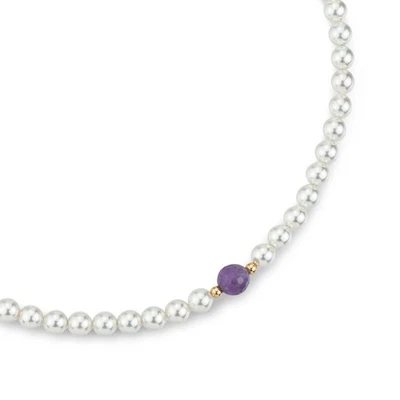 Collana donna Bottega Boccadamo Argento dorato perle ametista centrale BGR152DV - Immagine 1 di 4