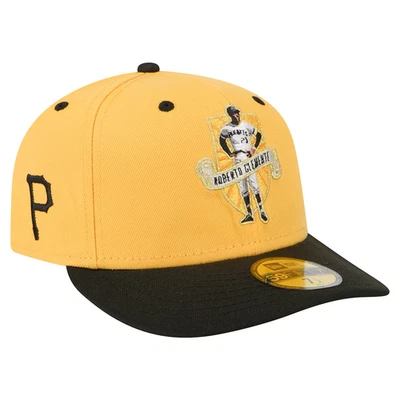 NWT Roberto Clemente Pittsburgh Pirates New Era 59FIFTY Fitted Hat - Gold 7 5/8 - Image 1 of 4