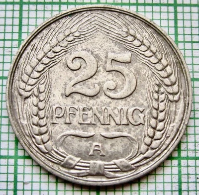 GERMANY Empire Kaiserreich Wilhelm II 1910 A 25 PFENNIG, Nickel km# 18 - Image 1 of 4