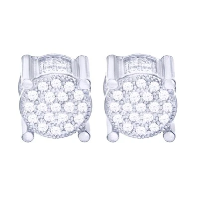 Brincos masculinos redondos Iced Out CZ 6mm folheados a ouro 2 tons parafuso traseiro BE 023 - Imagem 1 de 3