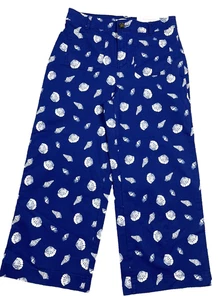 Pantalón Loft The Palmer Pierna Ancha Mujer Talla 8 Azul con Conchas Blancas Nuevo con Etiquetas Recortado - Imagen 1 de 9