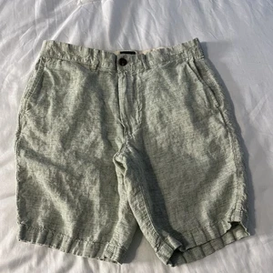 J.crew Men’s 100% Linen Shorts Flat Front 30 Green Cream Striped - Picture 1 of 7