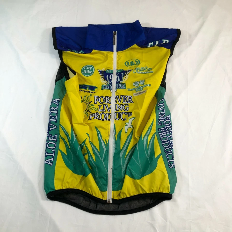 Camisa de ciclismo Louis Garneau Jersey para hombre M azul amarillo verde cremallera completa sin mangas  Foto 1 de 4