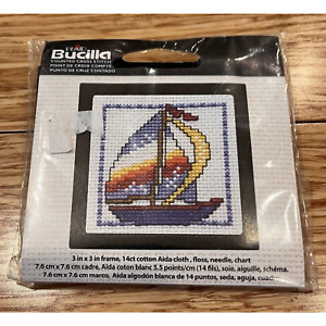 Plaid Bucilla Counted Cross Stitch Kit Sailboat Complete Kit 3 x 3" #45924