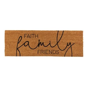 Coir Doormat Front Entrance Anti-Slip Rubber, Faith Family Friends - Pack of 2 - Picture 1 of 2