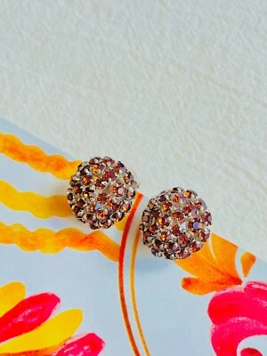 Pendientes Christian Dior Vintage 1960 ámbar citrino cristales enteros cúpula circular Foto 1 de 4