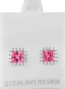 LAB CREATED 2.58 Cts PINK & WHITE SAPPHIRES EARRING .925 STERLING SILVER - NWT - Picture 1 of 5