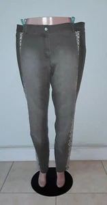 Per Se Womens Gray Distressed Embroidered Denim Jeans Size US 18 UK 20 - Foto 1 di 11