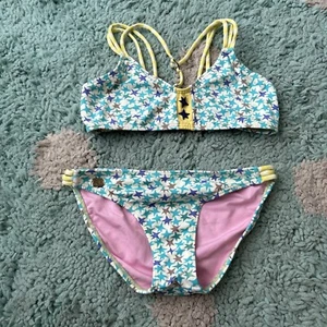 Agatha Ruiz De La Prada Bikini Swim Top Bottoms Yellow Aqua Blue Star Strappy 14 - Picture 1 of 8