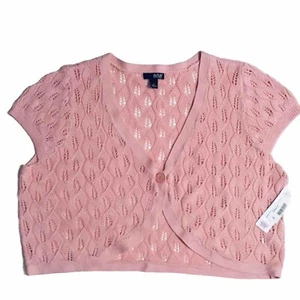a.n.a Crochet Cropped Bolero Rosewater Pink Women NWT 1X J.C. Penny - Picture 1 of 4