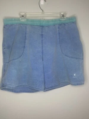 OP Ocean Pacific 男式复古遮阳牛仔蓝绿色短裤,尺寸 L — 第 1/4 张图片