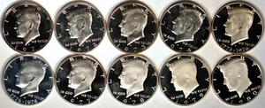 (10) Proof Kennedy Half Dollars, 1971S-1980S w/Silver '76 K9023 - Picture 1 of 2