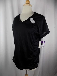 Jockey Sport Semi fitted women's size L Black top S/S athletic shirt NWT - Picture 1 of 4
