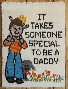 Vintage NOS: Bucilla SPECIAL DADDY Latch Hook Rug/Picture Canvas 20x27" 12169 - Picture 1 of 4