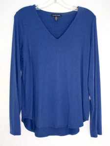 Eileen Fisher Women's M Jersey Long Sleeve T-shirt Blue Stretch Viscose Comfy - Picture 1 of 6