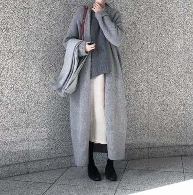 Women's Wool Blend Maxi Long Knitted Cardigan Warm Winter Sweater Oversize Coat - Image 1 of 4