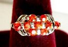 925 Big St. Silver Ring, Studded With Orange Colour Cubic Zirconia, Size N