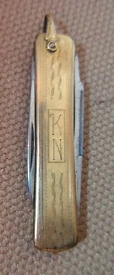 Antiguo Victoriano 12k Oro Amarillo Relleno Bolsillo Plegable Cuchillo Tubo Manipulación Herramienta Foto 1 de 4