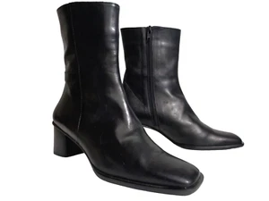 CLÁSICAS Botas de cuero negro Elana de Gamma Davos EE. UU. 6,5 M tacón de bloque - Imagen 1 de 8