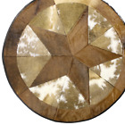 Round Patchwork Star Cowhide Rug - Size 40 Inches