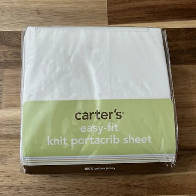Carters Easy-Fit Knit Portacrib Sheet 100% Cotton Jersey 24x38 - Image 1 of 4