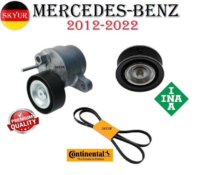 Tensor de correa + polea loca con juego de correa de transmisión para vehículos Mercedes-Benz 12-22 Foto 1 de 4