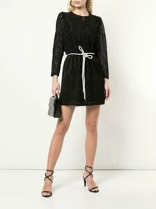  ROBERT RODRIGUEZ STUDIO PAULINE VELVET DOT MINI BLACK DRESS sz 10 - Picture 1 of 4