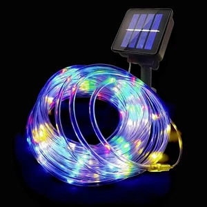 Solar 100LED Tube String Lights Outdoor Rope Waterproof Copper Wire Fairy Lights - Picture 1 of 9