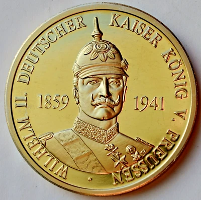 Alemania 1991, emperador Guillermo II de Prusia 1859 - 1941, Medalla Conmemorativa 3 Foto 1 de 2