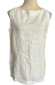 Top tunica donna Crown Linen Designs 100% lino XS bianco Lagenlook spiaggia - Foto 1 di 9