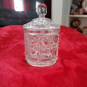 Indiana Glass Windsor Pattern  Sugar Jelly Bowl 5" Pressed Glass with Lid - Picture 1 of 5