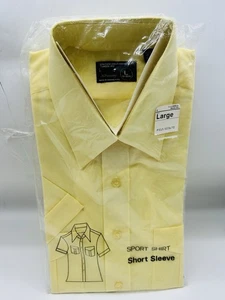 Vintage JC Penney Yellow Mens Button Down Short Sleeve Dress Shirt 16-16.5 NOS - Picture 1 of 8