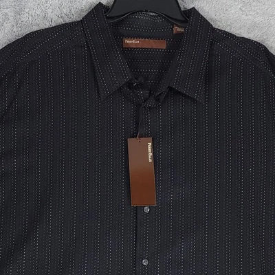Perry Ellis Button Shirt Mens 4X Black Dot Button Front Long Sleeve Big & Tall - Image 1 of 4