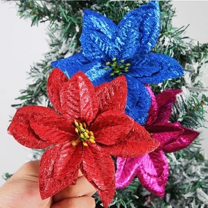 15cm Artificial Christmas Flower Christmas Tree Ornaments Wedding Party Decor - Picture 1 of 19
