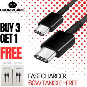 60W USB-C to USB-C Fast Charging Cable | 1M / 2M for Samsung iPad Android - Picture 1 of 26